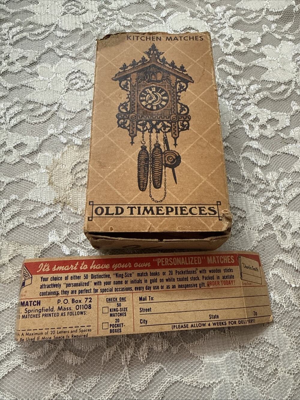 Vintage 1970s Box Diamond Matches Clock Old Timepieces 250 Matches
